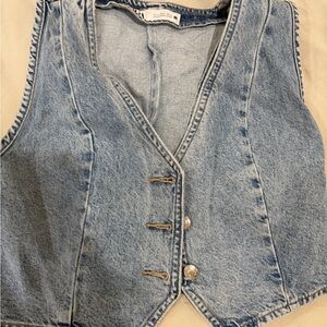 Zara Light Blue Denim Crop Top